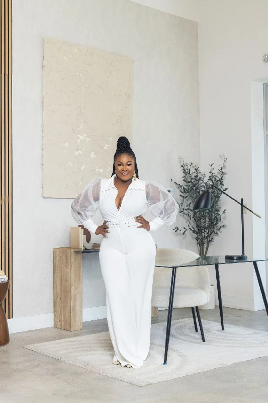 Exclusive Online Offer Novy Plus Sheer Sleeve Jumpsuit