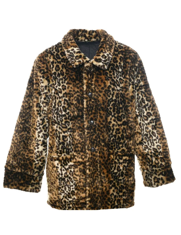Exclusive Deal sporty jacketLeopard Pattern Faux Fur Coat - L