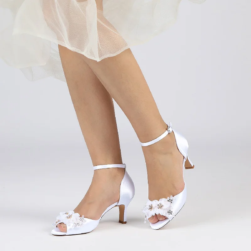 Steals and Deals floral dressChunky Heel 6.5cm Silk-Like Shoes CK0464