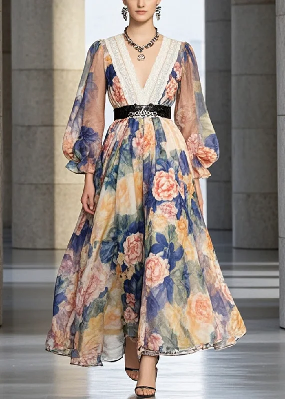 Shop and Save sophisticated dressChic Cinched Flower Print Chiffon Holiday Dress Fall