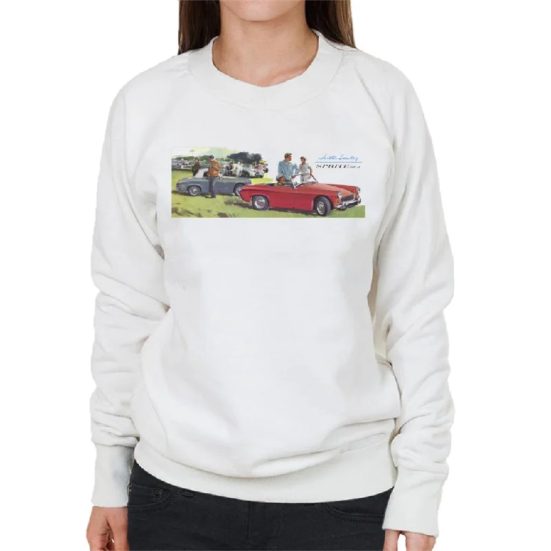 loose fit sports sweatshirtAustin Healey Sprite Mk II Race Day British Motor Heritage Women's Sweatshirt