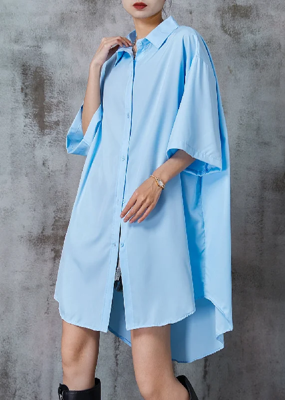 Instant Discount sophisticated dressFashion Blue Oversized Cotton Vacation Dresses Summer