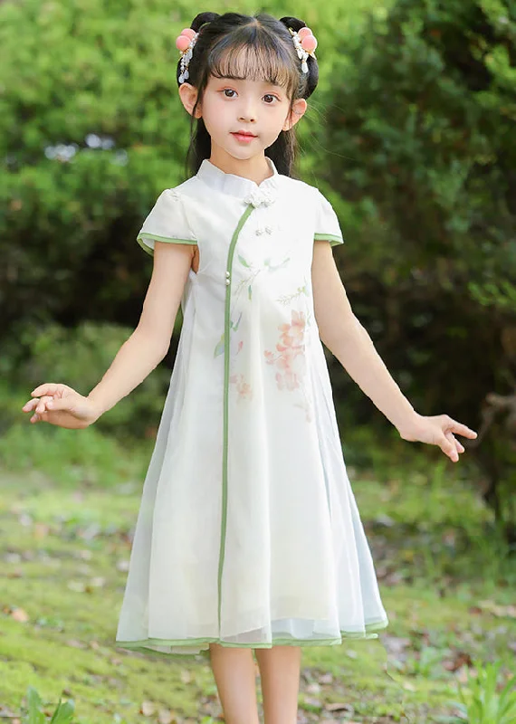 Doorbuster Deal elegant maxi dressClassy White Stand Collar Print Tulle Girls Maxi Dresses Summer Doorbuster Deal elegant maxi dressClassy White Stand Collar Print Tulle Girls Maxi Dresses Summer