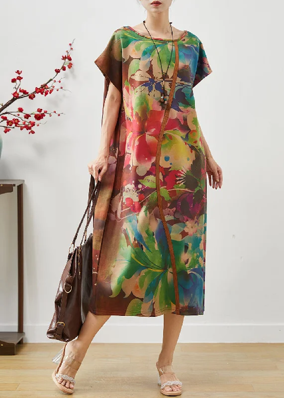 Early Bird Discount winter dressFine Brown Oversized Patchwork Print Silk Dress Summer Early Bird Discount winter dressFine Brown Oversized Patchwork Print Silk Dress Summer