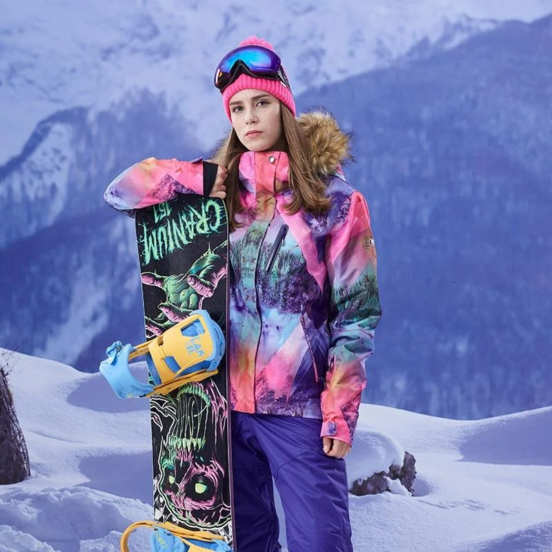 Deal Dash trendy bomber coatGSOU SNOW Waterproof Patterned Snowboard Jacket - Women's Deal Dash trendy bomber coatGSOU SNOW Waterproof Patterned Snowboard Jacket - Women's