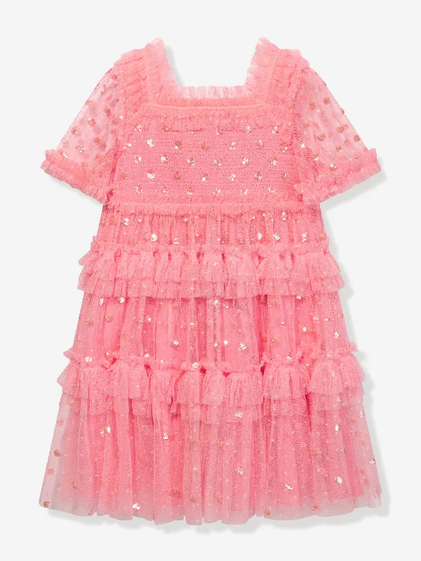 Don't Wait sleek midi dressNeedle & Thread Girls Polka Dot Smocked Dress in Pink