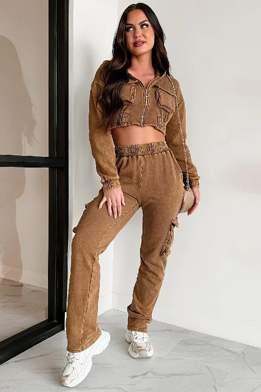 Special Savings pullover workout hoodieTalk Later Mineral Wash Hoodie & Sweatpants Set (Mocha)