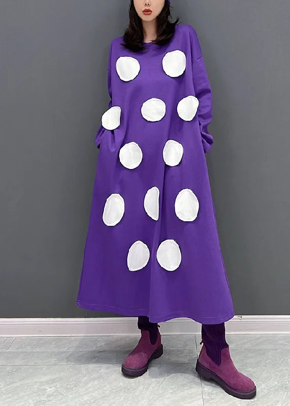 Today's Special boho dressModern Purple Oversized Dot Applique Cotton Pullover Sweatshirt Dresses Fall Today's Special boho dressModern Purple Oversized Dot Applique Cotton Pullover Sweatshirt Dresses Fall