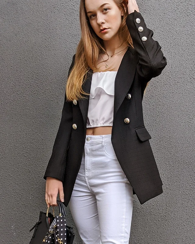 Exclusive Offers slim fit coatPrincess Polina Textured Weave Blazer - Black