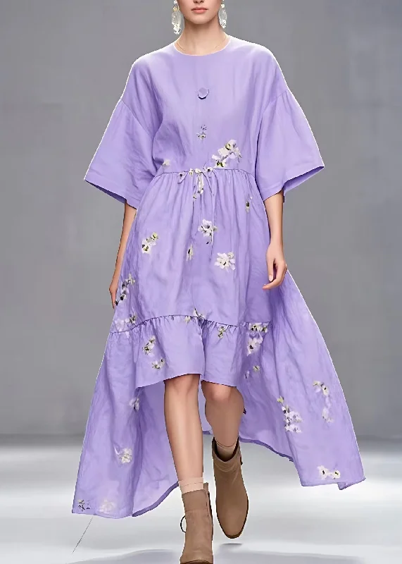 Limited Time Offer casual dressStylish Purple O-Neck Tie Waist Low High Design Maxi Dresses Fall Limited Time Offer casual dressStylish Purple O-Neck Tie Waist Low High Design Maxi Dresses Fall