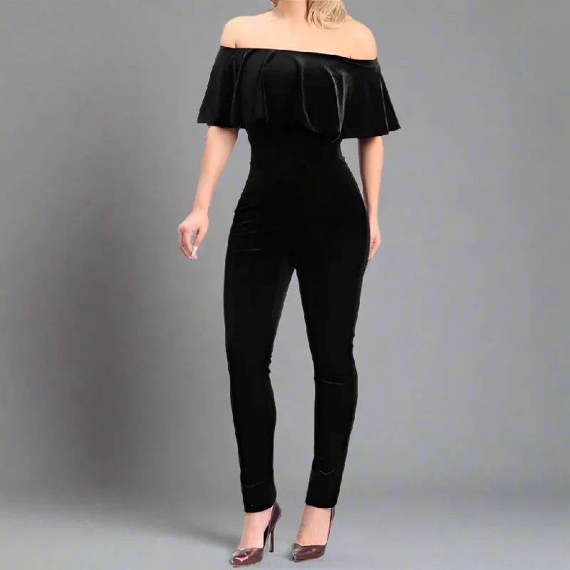 Online Only Red Dutches Off Shoulder Jumpsuit