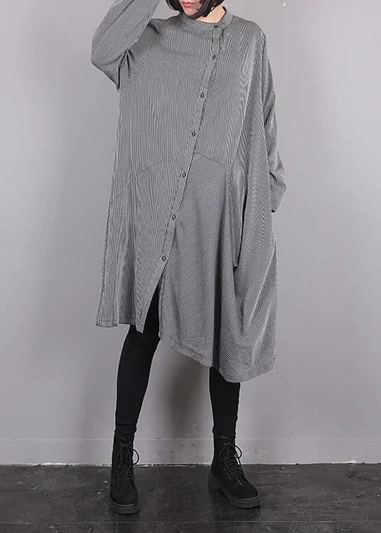 Bonus Savings flowy evening dressPlus Size Grey O-Neck Asymmetrical Striped Button Maxi Dress Fall Bonus Savings flowy evening dressPlus Size Grey O-Neck Asymmetrical Striped Button Maxi Dress Fall