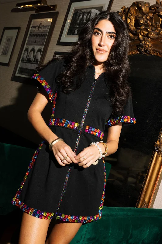 The Best Prices sophisticated dressBlack Rainbow Jewel Zip Up Dress