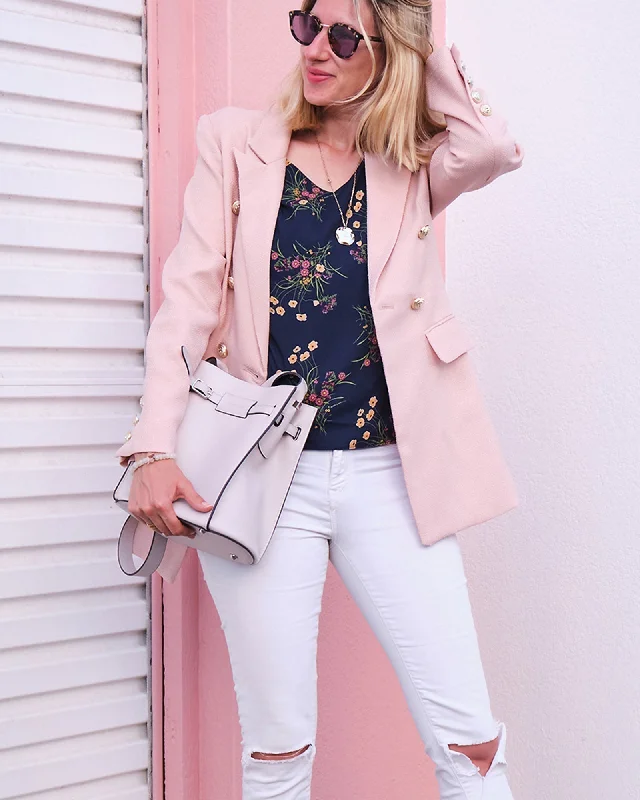 Price Cut fitted trench coatPrincess Polina Textured Weave Blazer - Blush