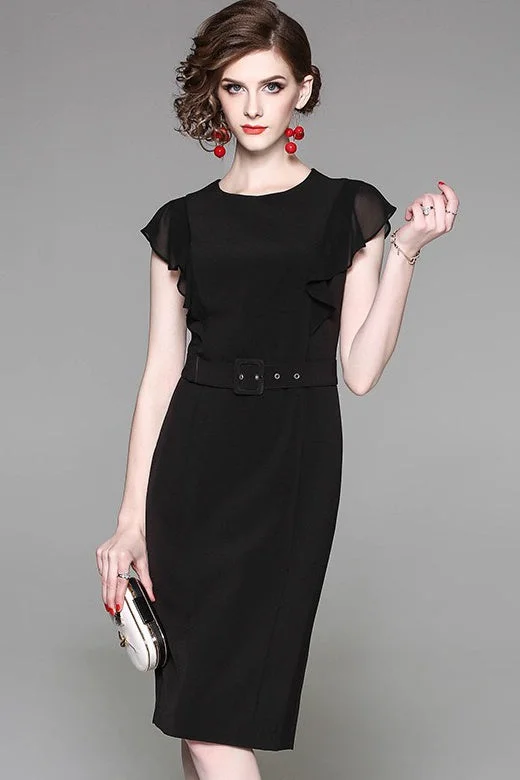 backless dressBlack Sheath Dress W/ Ruffle Sleeve