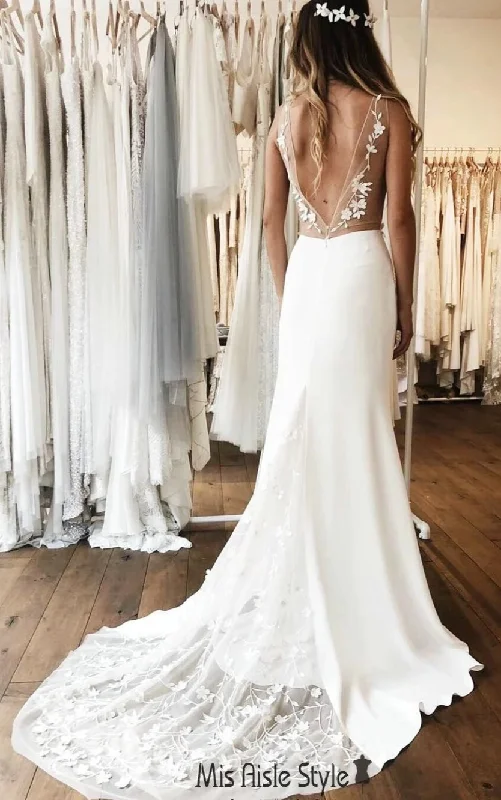 Unbeatable Prices evening dressSexy Low V-Back Fitted Wedding Dress