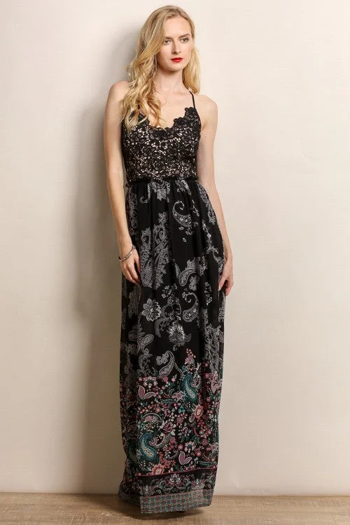 sleek dressCrochet Floral Print Maxi Dress