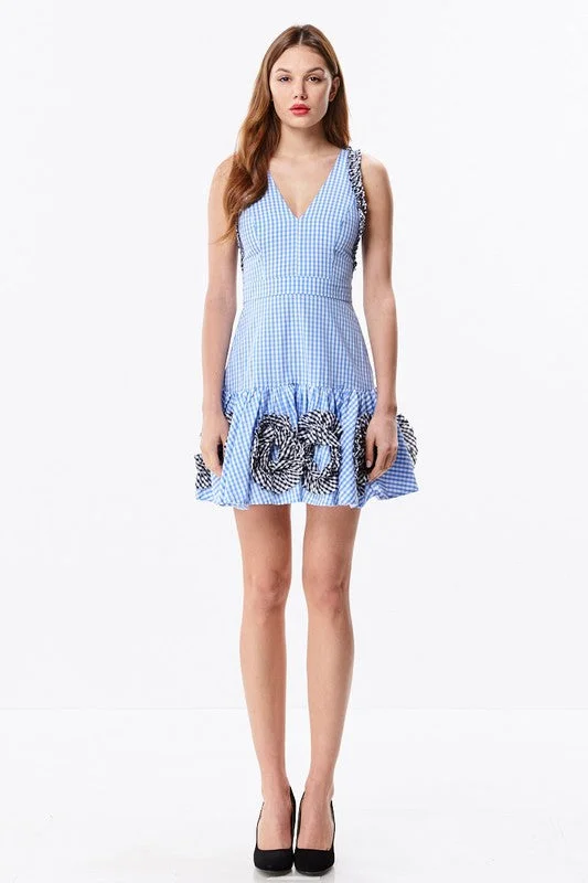 Discount Deals casual day dressMulti Color Gingham Mini Dress