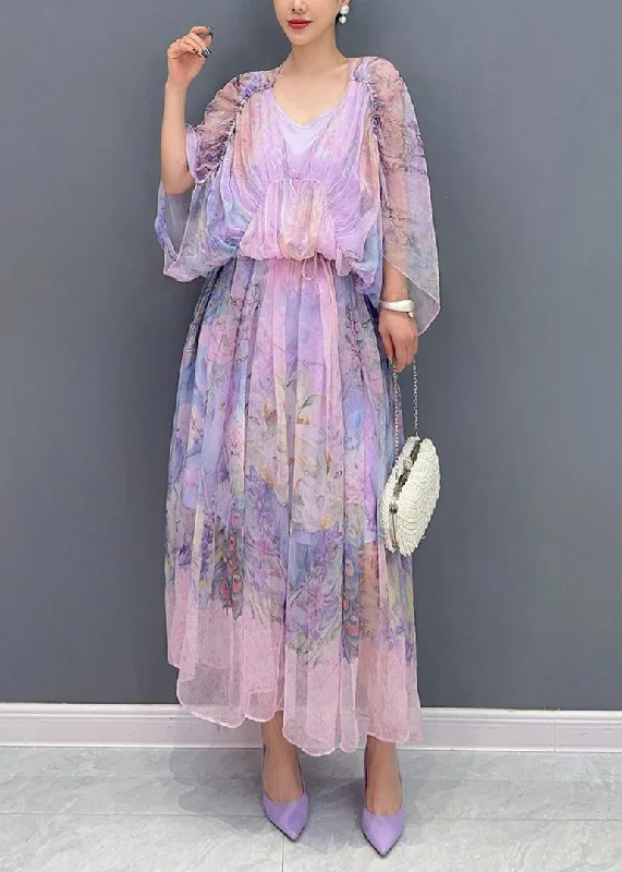 Bonus Savings wrap-around dressWomen Lavender U Neck Print Patchwork Long Dresses Summer Bonus Savings wrap-around dressWomen Lavender U Neck Print Patchwork Long Dresses Summer