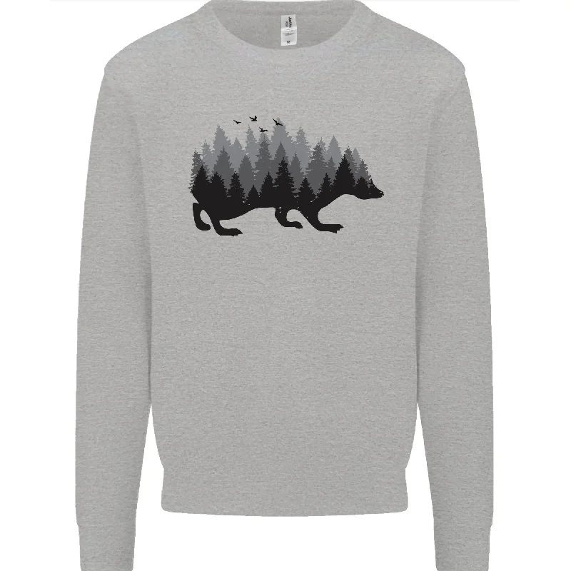Price Break modern athletic hoodieA Hedgehog Depicting a Forest Mens Sweatshirt Jumper