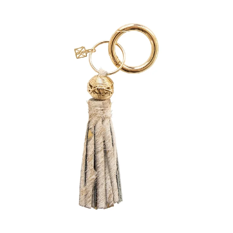 cocktail party dressMetallic Cream Cowhide Keychain