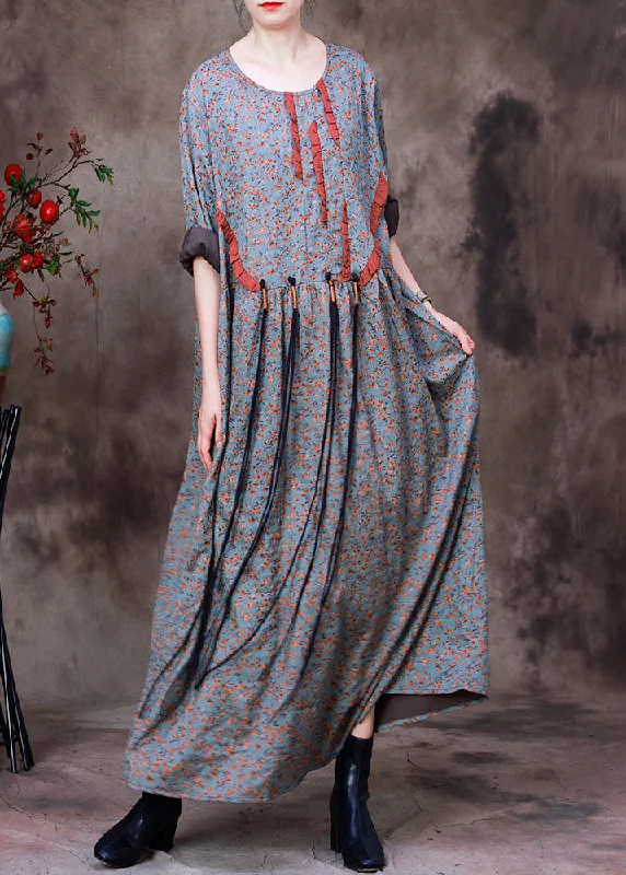 Blowout Sale bohemian dressStyle O-Neck Print Wrinkled Silk Ankle Dress Long Sleeve Blowout Sale bohemian dressStyle O-Neck Print Wrinkled Silk Ankle Dress Long Sleeve