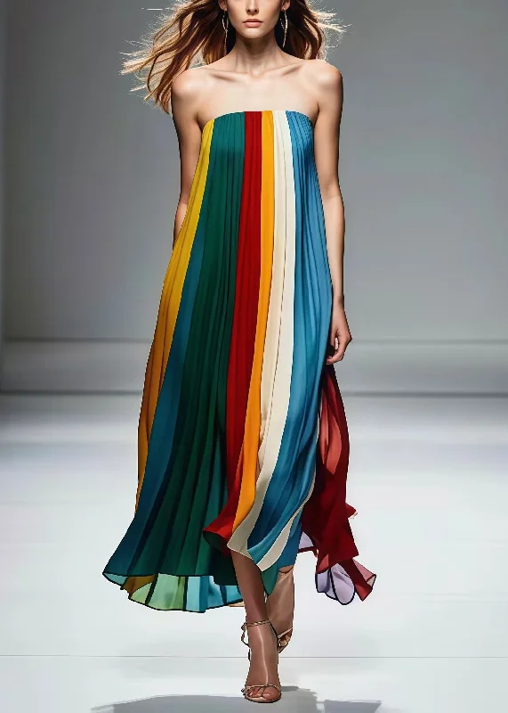 trendy wrap dressSimple Multicolor Backless Wrinkled Chiffon Strapless Dresses Summer