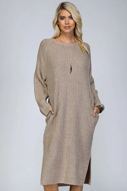 pleated maxi dressChunky Ribbed Sweater Dress