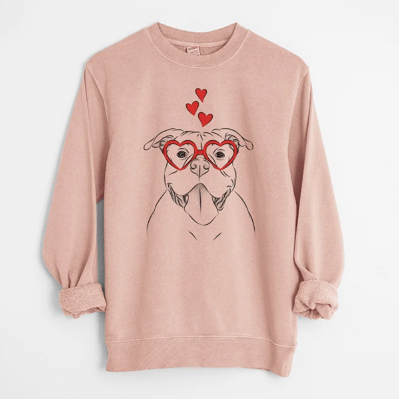 Daily Deals retro sports hoodieValentine Nacho the American Bully - Unisex Pigment Dyed Crew Sweatshirt