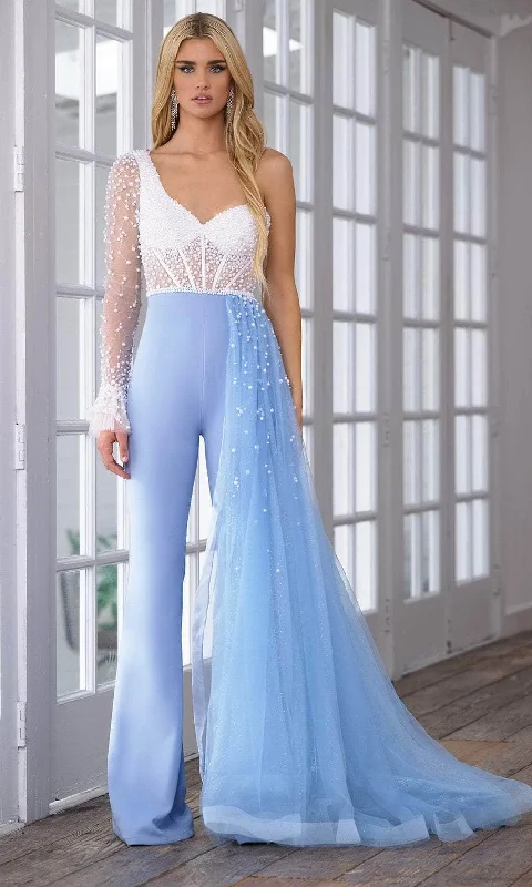 Today Only Ava Presley 28587 - Beaded One Shoulder Jumpsuit