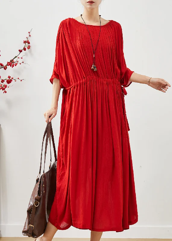 Friends and Family Sale off-shoulder dressModern Red Oversized Drawstring Cotton Dresses Summer Friends and Family Sale off-shoulder dressModern Red Oversized Drawstring Cotton Dresses Summer