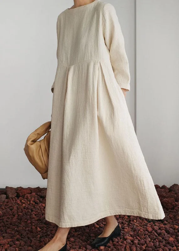 Super Deal flowy maxi dressUnique Beige O Neck Wrinkled Patchwork Long Cotton Dresses Spring Super Deal flowy maxi dressUnique Beige O Neck Wrinkled Patchwork Long Cotton Dresses Spring