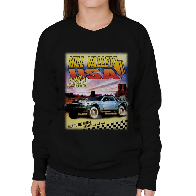 Value Deals cozy gym sweatshirtBack to the Future Delorean Hill Valley USA Marty Mcfly Women's Sweatshirt