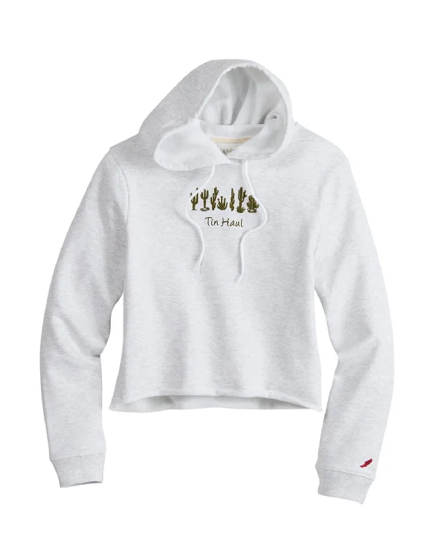 lightweight winter coatTin Haul Womens Cactus Line Grey Cotton Blend Hoodie