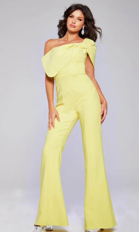 Price Blitz Jovani 39961SC - Bow Detailed Asymmetric Jumpsuit