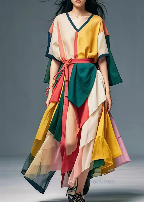 Can't Be Beat v-neck dressStylish Colorblock V Neck Patchwork Tulle Ankle Dress Summer Can't Be Beat v-neck dressStylish Colorblock V Neck Patchwork Tulle Ankle Dress Summer