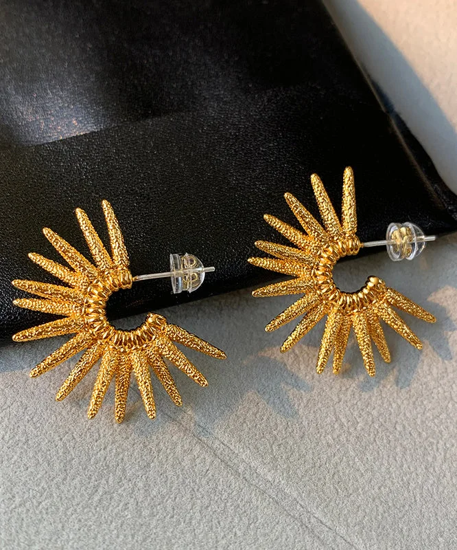 midi dressBohemian Gold Copper Overgild Sunflower Stud Earrings