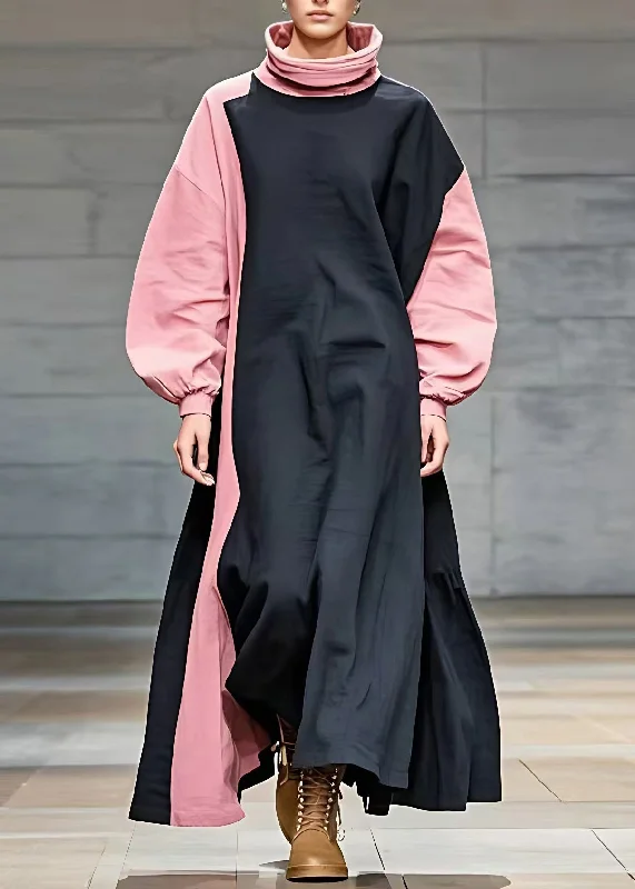 Special Price floral wrap dressStylish Colorblock Patchwork Ankle Dress Long Sleeve