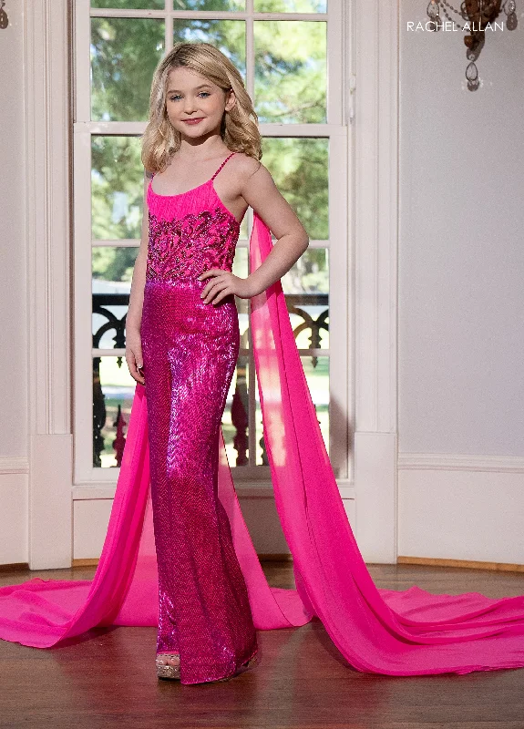 Year-End Sale Girl's Beaded Sleeveless Jumpsuit by Rachel Allan 10233