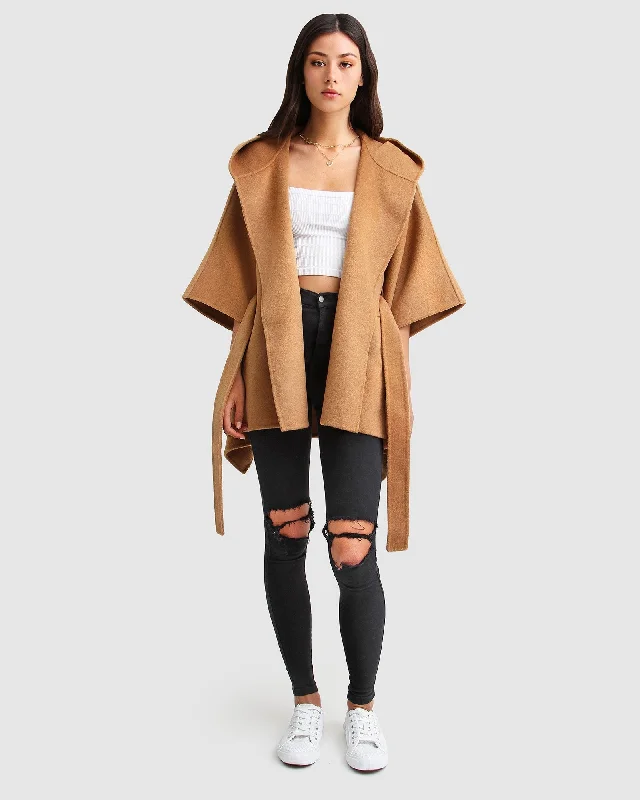 Early Bird Discount casual coatJackson Landing Wool Blend Cape Coat - Dark Camel