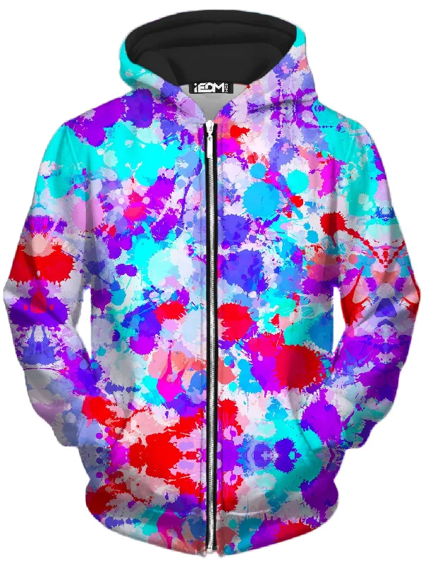 Sale Event chic hoodieCherry Frost Paint Splatter Unisex Zip-Up Hoodie