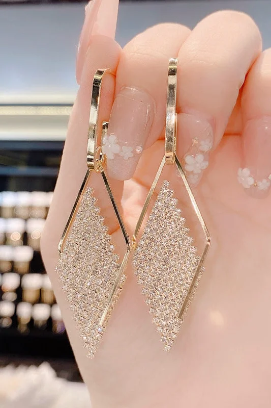 New Markdowns backless dressFull diamond geometric earrings 651717894595
