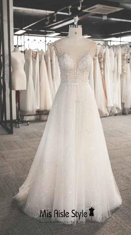 Buy Now backless dressSexy Sheer Sparkle Wedding Dress