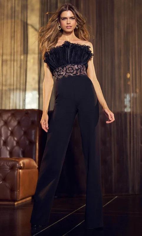 Best Bargains Sherri Hill 55829 - Strapless Pleated Neckline Jumpsuit