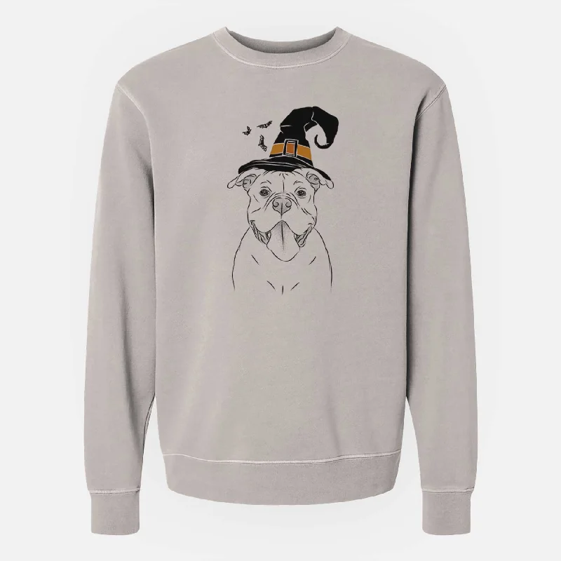 Must-Have Deals high-performance athletic hoodieWitch Nacho the American Bully - Unisex Pigment Dyed Crew Sweatshirt