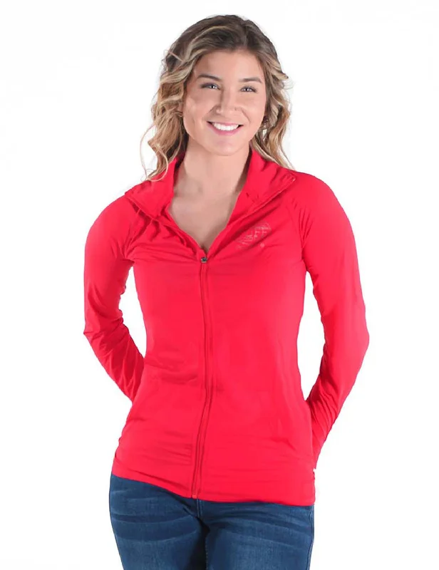 windproof jacketCowgirl Tuff Womens Cooling UPF Bright Red Nylon Softshell Jacket