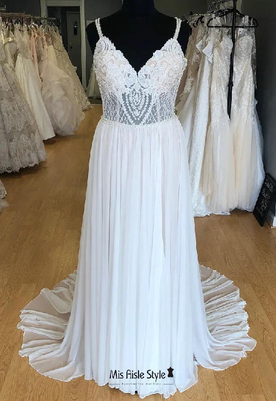 Holiday Sale trendy bodycon dressSexy Sheer A line Beaded Plus Size Wedding Dress