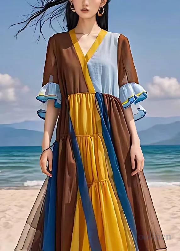 Take Advantage floral midi dressFrench Coffee V Neck Wrinkled Patchwork Chiffon Maxi Dresses Short Sleeve Take Advantage floral midi dressFrench Coffee V Neck Wrinkled Patchwork Chiffon Maxi Dresses Short Sleeve