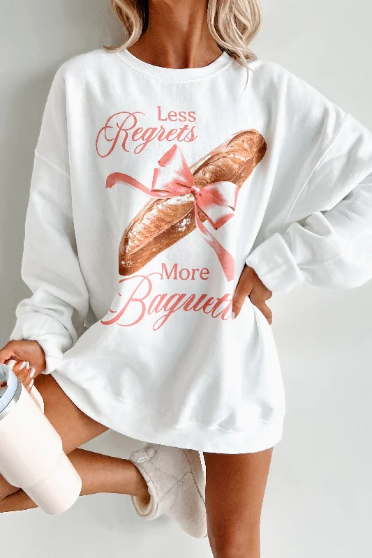 Big Discounts warm workout hoodie"More Baguettes" Graphic Sweatshirt (White)