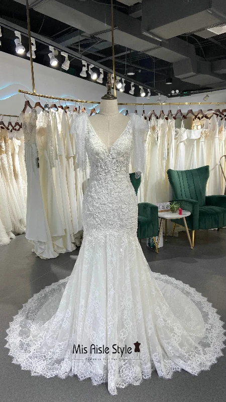 Clearance Items silk dressClassic Mermaid Ivory Lace Wedding Dress